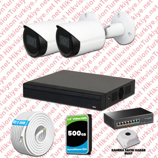 DAHUA 2 KAMERALI İP KAMERA SETİ 1080P GECE GÖRÜŞLÜ