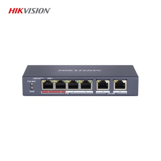 HIKVISION DS-3E0106P-E/M 4 Port 4x10/100 PoE Unmanaged Switch (35W) HIKVISION DS-3E0106P-E/M 4 Port 4x10/100 PoE Unmanaged Switch (35W)