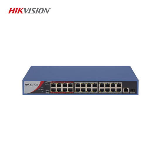 HIKVISION DS-3E0326P-E/M(B) 24 Port 10/100 PoE Switch - 230W PoE Güç Bütçesi, SFP & RJ45 Uplink HIKVISION DS-3E0326P-E/M(B) 24 Port 10/100 PoE Switch - 230W PoE Güç Bütçesi, SFP & RJ45 Uplink