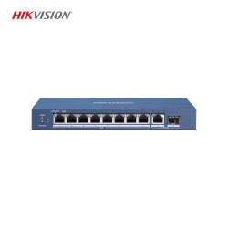 HIKVISION DS-3E0510P-E/M 8 Port Gigabit Unmanaged PoE Switch - 65W PoE Gücü, 1x Uplink Portu, 1x SFP Fiber Portu