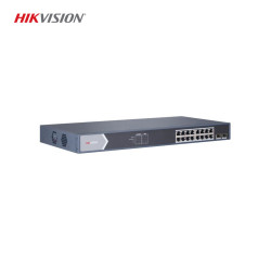 HIKVISION DS-3E0518P-E/M 16 Port Gigabit PoE Switch + 2xSFP 125W - Rack Mountable, Yıldırım Koruması