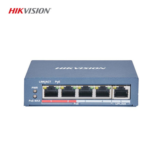Hikvision DS-3E0105P-E(B) 4 Port Fast Ethernet Unmanaged PoE Switch - 300m Uzun Menzilli PoE, VIP Port Hikvision DS-3E0105P-E(B) 4 Port Fast Ethernet Unmanaged PoE Switch - 300m Uzun Menzilli PoE, VIP Port