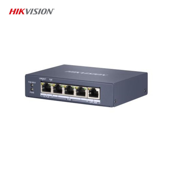 Hikvision DS-3E0505HP-E 4 Port Gigabit Unmanaged POE Switch - Yüksek Güvenlikli, Uzun Menzilli PoE Desteği Hikvision DS-3E0505HP-E 4 Port Gigabit Unmanaged POE Switch - Yüksek Güvenlikli, Uzun Menzilli PoE Desteği