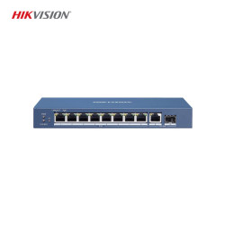 Hikvision DS-3E0510P-E 8-Port Gigabit Unmanaged POE Switch - 120W PoE Desteği ve Fiber Optik Bağlantı