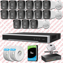 Hikvision 15 Kameralı IP Set Renkli Gece Görüşlü Mikrofonlu 2MP