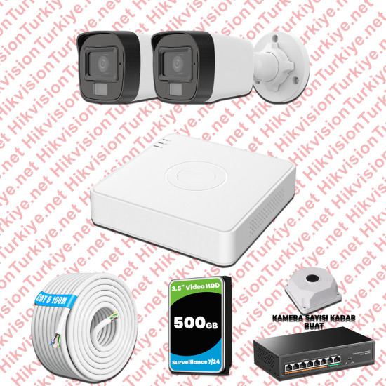 Hikvision 2 Kameralı IP Set Renkli Gece Görüşlü Mikrofonlu 2MP Hikvision 2 Kameralı IP Set Renkli Gece Görüşlü Mikrofonlu 2MP