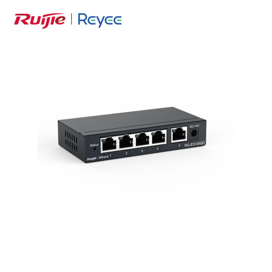 Reyee RG-ES105GD 5 Portlu Gigabit Switch – 10/100/1000Mbps, Tak Çalıştır, Metal Kasa, Yönetilmeyen Reyee RG-ES105GD 5 Portlu Gigabit Switch – 10/100/1000Mbps, Tak Çalıştır, Metal Kasa, Yönetilmeyen
