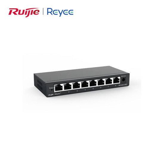 Reyee RG-ES108D 8 Portlu Fast Ethernet Switch – 10/100Mbps, Tak Çalıştır, Metal Kasa, Yönetilmeyen Reyee RG-ES108D 8 Portlu Fast Ethernet Switch – 10/100Mbps, Tak Çalıştır, Metal Kasa, Yönetilmeyen