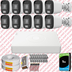 UNV Full HD 10 Kamera Renkli Gece Görüş Mikrofonlu