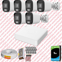 UNV Full HD 6 Kamera Renkli Gece Görüş Mikrofonlu